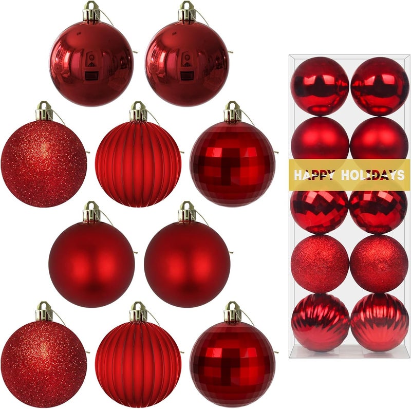GameXcel Rose Red 3.2" Large Christmas Balls - Christmas Tree Decoration Ornaments Shatterproof Hanging Balls for Birthday Halloween Holiday Wedding Decorations Set of 10pcs - Image 1